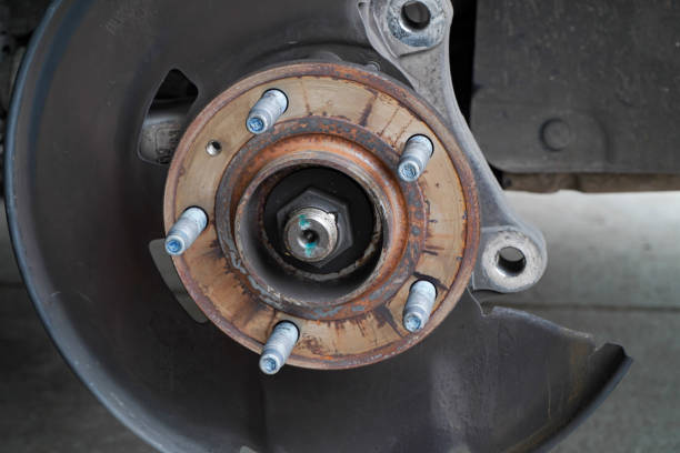 Front wheel hub mounted in the car on the knuckle without disc brakes.