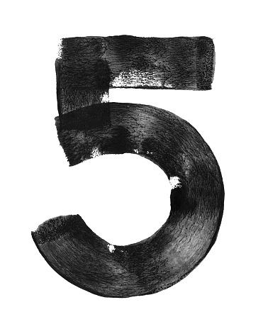 Number 5 shape painted with paint roller and black paint on white paper background.

The amazing effect after the uneven distribution of the amount of paint on the surface of the sheet makes the work absolutely modern, minimalistic and original.

VECTOR FILE - enlarge without lost the quality!
Enjoy creating!