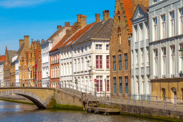 istock Panorama with houses in Bruges, Belgium 1289158190