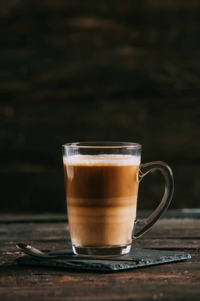 Coffee Latte on the Wooden Rustic Background
