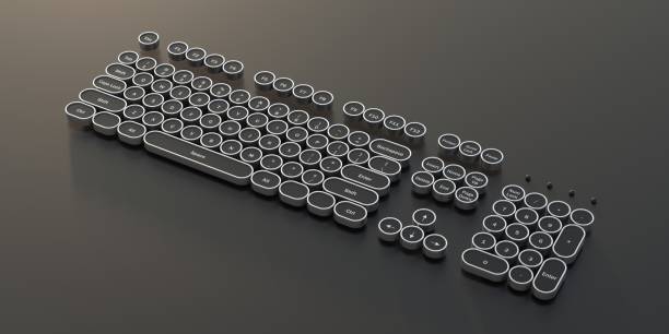 Computer keyboard buttons steampunk retro futurism style. 3d illustration