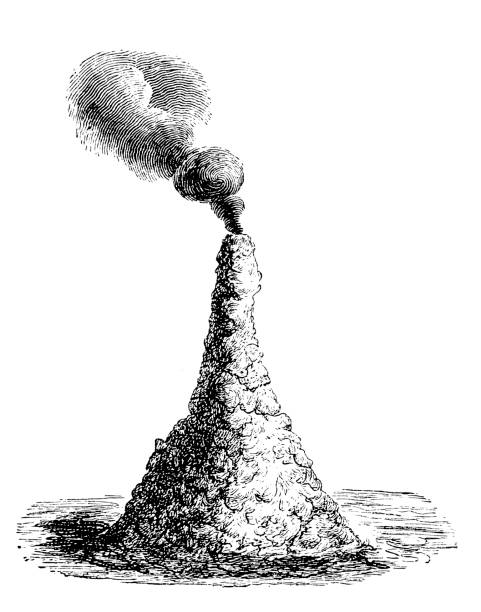 cinder-kegel eines lavastroms auf dem vesuv (1852) - cinder cone stock-grafiken, -clipart, -cartoons und -symbole