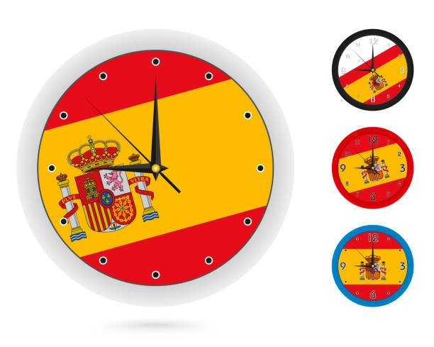 istock Wall Clock Design with National Flag of Spain. Four different design. 1289165389