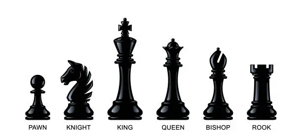 Vector illustration of Chess pieces isolated on a white background. Vector illustration, eps 10