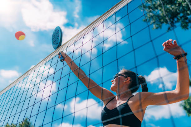 istock Beach Tennis Player at the Net 1289167593