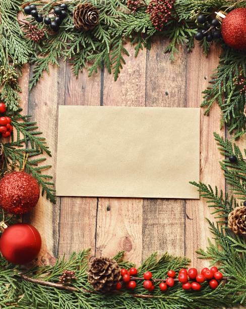 istock Letter to Santa template. Christmas frame decorations with copy space 1289167991