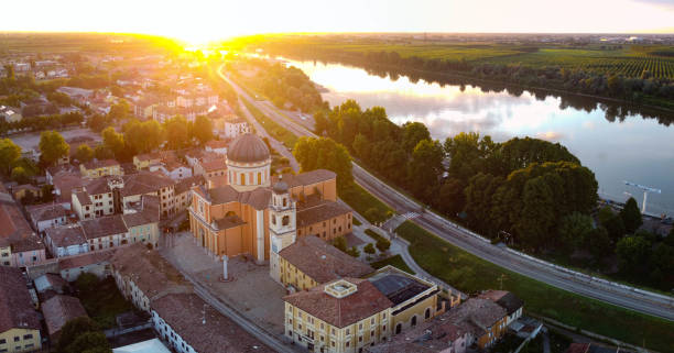 Aereal view of Boretto town, italy