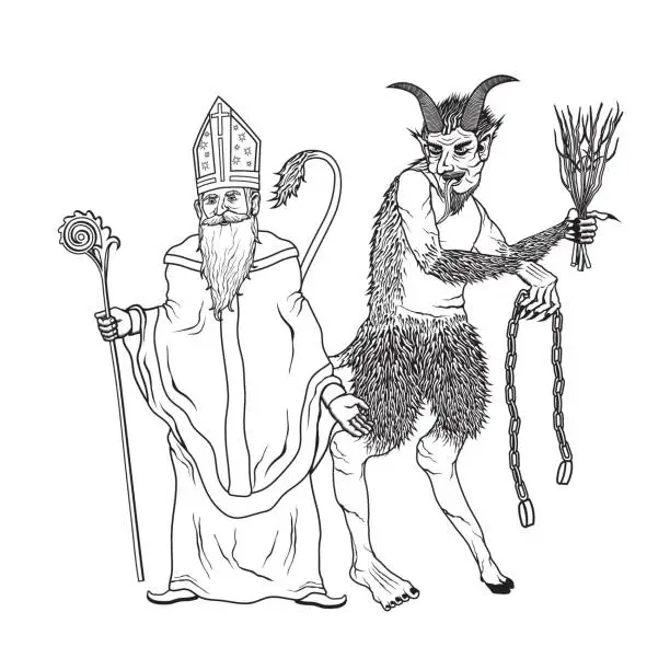 Vector illustration of Saint Nicholas Krampus