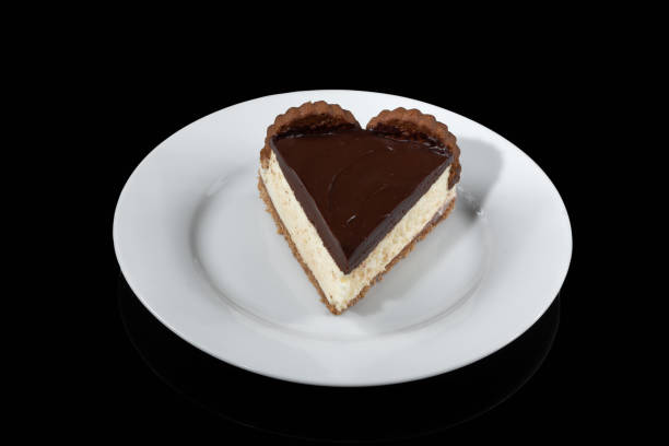 istock a slice of Dutch pie covered with dark chocolate ganache on a white plate over a dark glass 1289175437