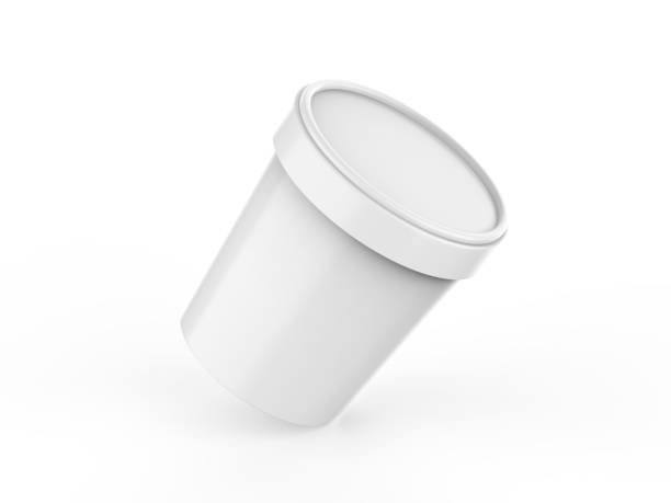 istock White ice cream tub mockup on isolated white background, realistic rendering of plastic box, 3d illustration 1289175508