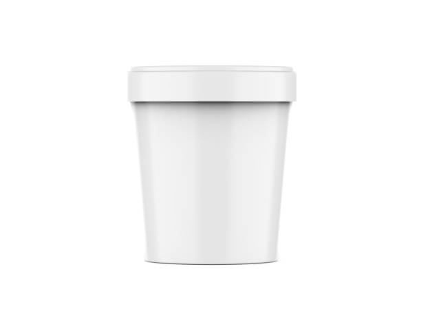 White ice cream tub mockup on isolated white background, realistic rendering of plastic box, 3d illustration