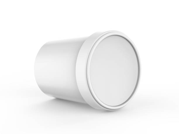 White ice cream tub mockup on isolated white background, realistic rendering of plastic box, 3d illustration