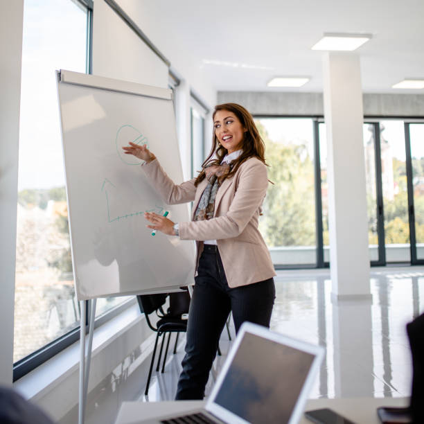 istock Businesswoman on presentation 1289181235
