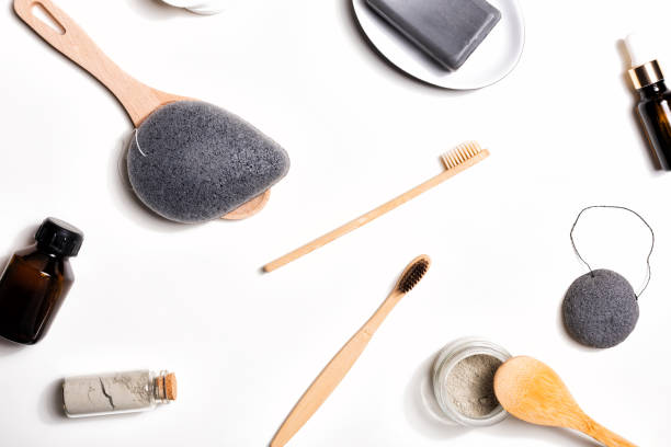 istock Bathroom natural accessories on a white background 1289182492