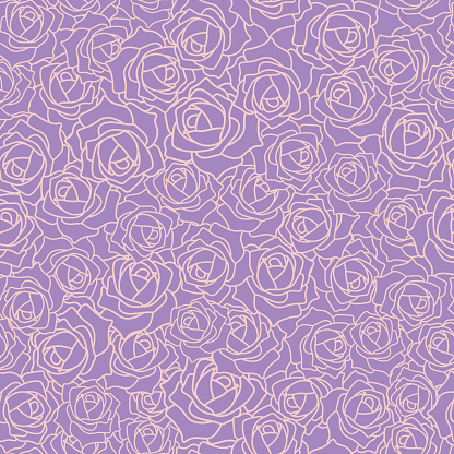 Vector Seamless Texture with Purple Roses