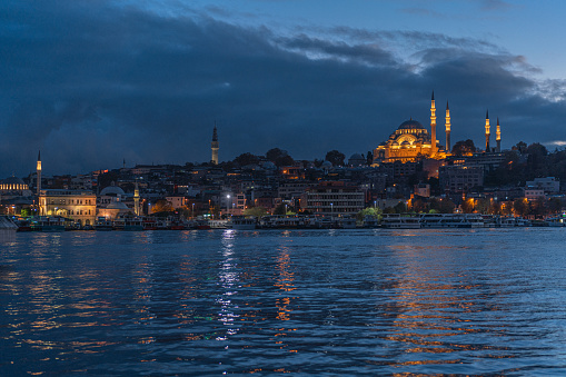 Scenic view of Bosphorus in Istanbul  at night