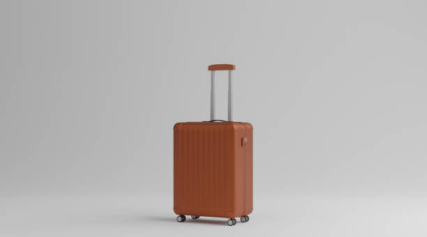 istock Brown luggage over white background travel concept. 3d rendering 1289183450