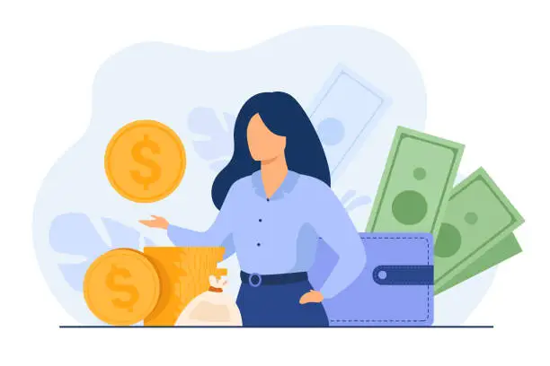 Vector illustration of Banker offering loan