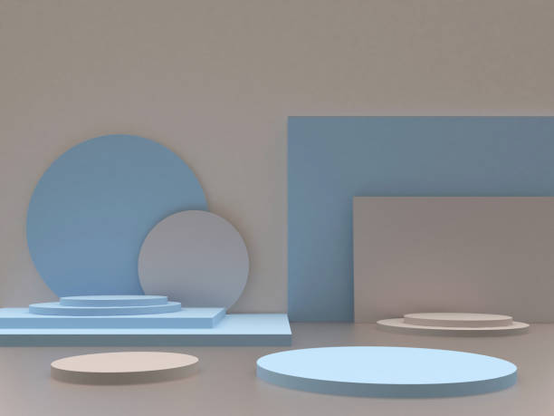 istock Abstract set of geometric shapes like empty platforms on gray 1289191885