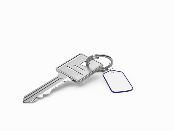 istock Metal key with blank label 1289191887