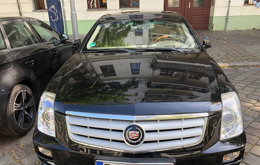 Berlin, Germany - September 14, 2020: Cadillac car. Founded in 1902, Cadillac is a division of the U.S.-based General Motors (GM) that markets luxury vehicles worldwide