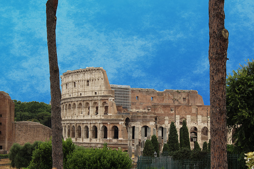 View of the Colosseum in Rome, an exceptional architecture made several centuries ago and which has crossed time and civilizations