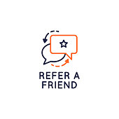 istock Refer a Friend icon. Referral program concept with speech bubbles icons isolated on white background. Vector illustration 1289195554