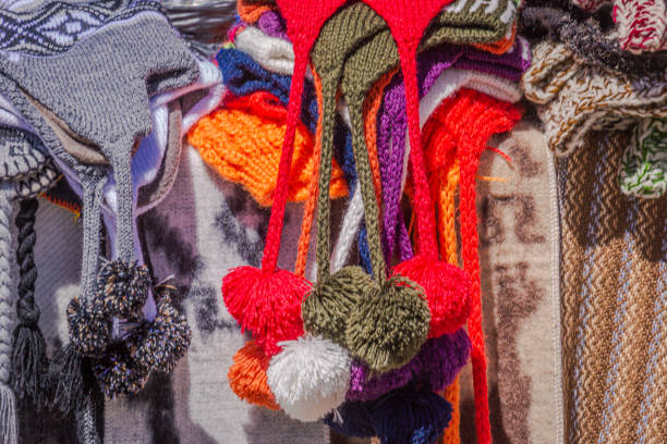 istock Cusco Market: colorful Chullo Hats, typical peruvian Textiles and clothes - Peru,  South America 1289199580