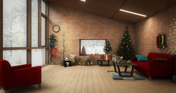 istock Scandinavian Home Interior with Christmas Decorations 1289205126