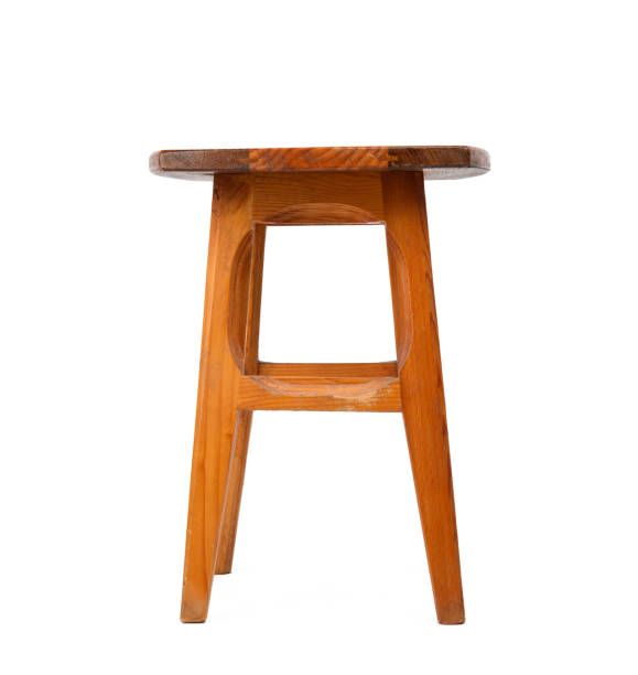 wood chair stool on white background