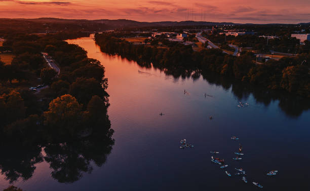 istock Paddleboarding at Sunset on Lady Bird Lake — Austin, Texas 1289215994