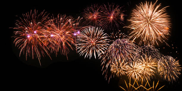 istock Abstract colored firework on dark sky. Celebration and anniversary concept 1289216617