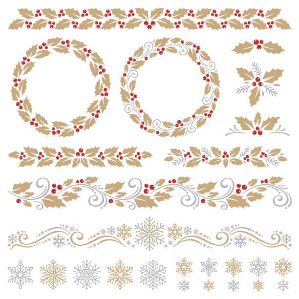 크리스마스 장식품 - christmas frame wreath garland stock illustrations