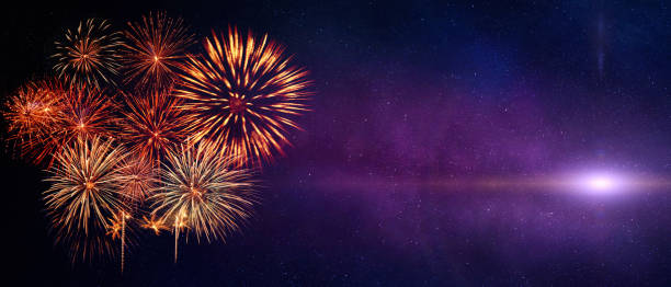 istock Abstract colored firework on dark sky. Celebration and anniversary concept 1289216887