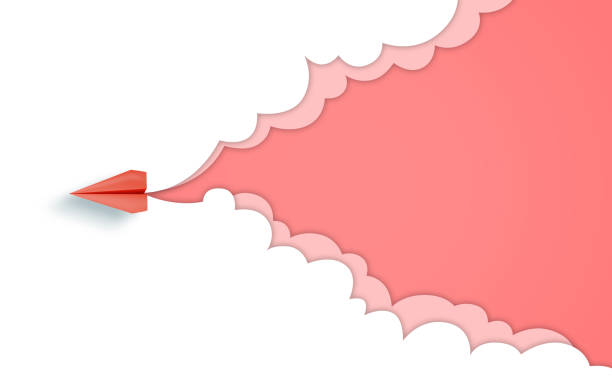 background of paper airplane and cloud background 3d rendering