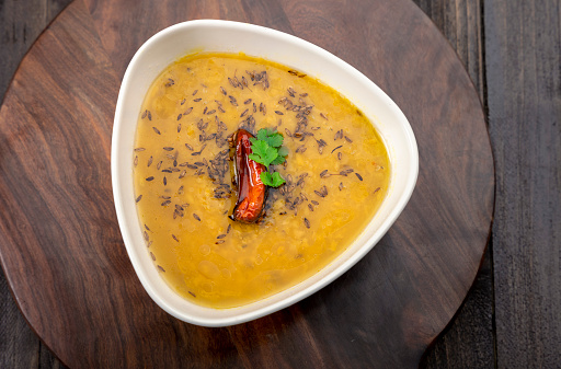 Indian style lentil soup or cooked moong dal