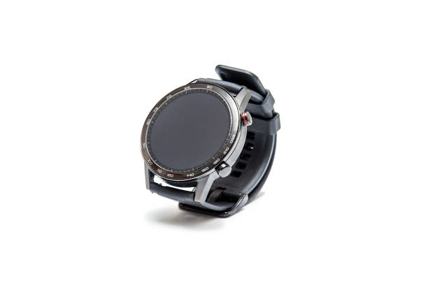 istock Black smart watch isolated on white 1289219303