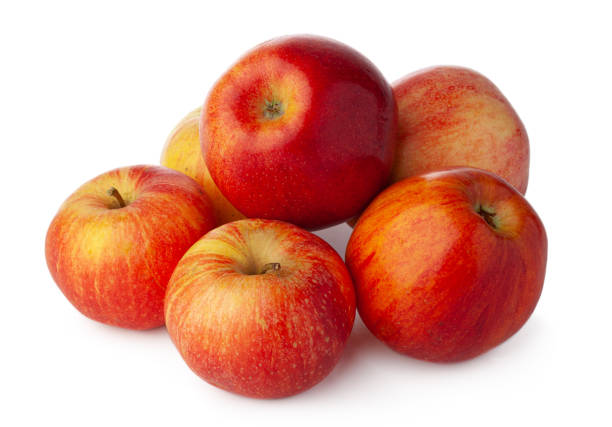 istock Bunch of red apples isolated on white background 1289221150
