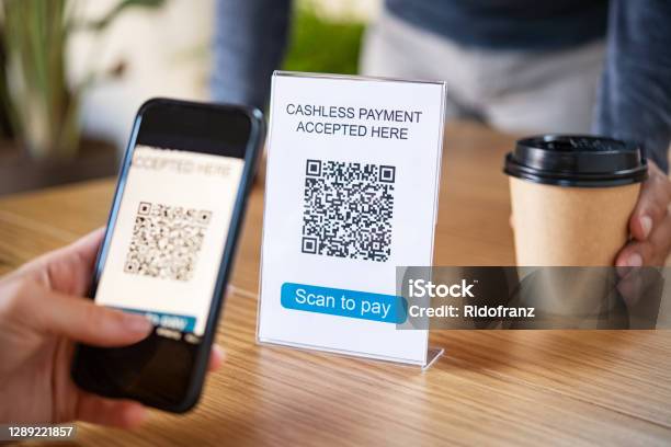 Qr Code Digital Payment At Coffee Shop Stock Photo - Download Image Now - QR Code, Paying, Bar Code Reader