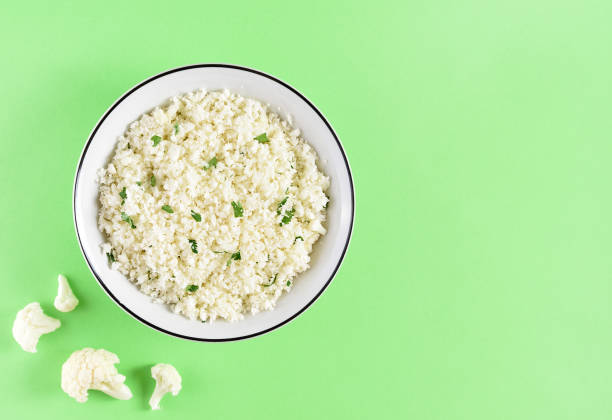 Cauliflower rice in a bowl