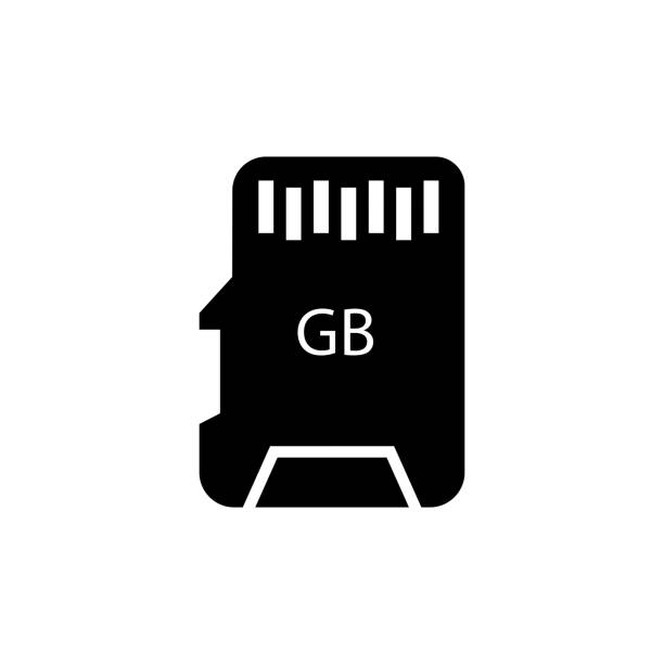 ilustraciones, imágenes clip art, dibujos animados e iconos de stock de micro unidad flash para smartphones negro sobre un fondo blanco. - hubcap usb cable cable computer