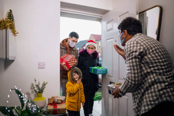 istock Exchanging Gifts at a Safe Distance 1289232214