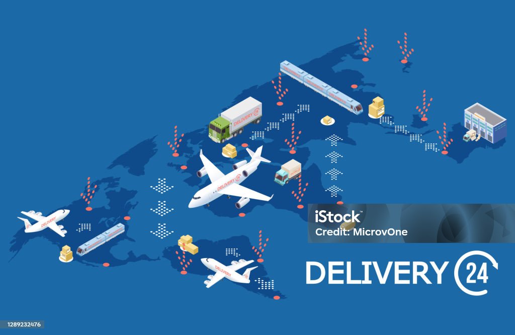 Delivery Map Logistic Vector Isometric Global Logistic Concept Delivery World Map ...