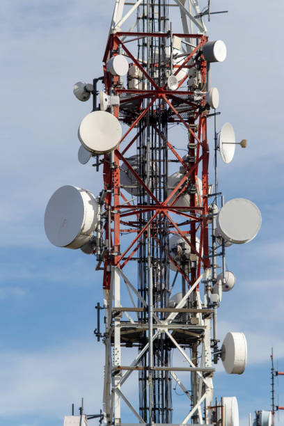 istock Telecommunication tower with satellite antennas and communication equipment. 1289234468
