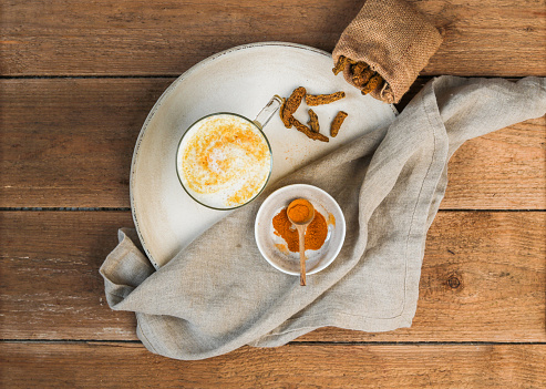 Healthy Tumeric kurkuma chai golden milk for detox and immune boost
