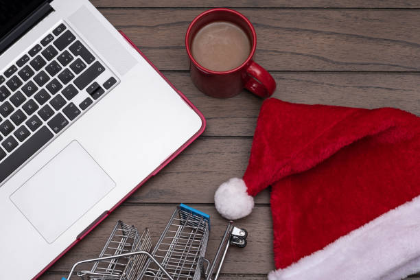 istock Flat lay photograph. Christmas shopping 1289237941