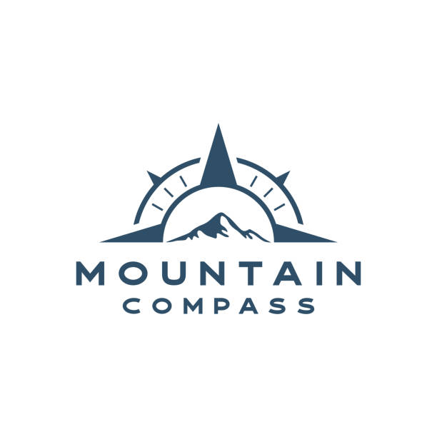 ilustrações de stock, clip art, desenhos animados e ícones de compass with mountain vector logo template illustration design.  stock illustration indonesia, navigational compass, mountain, drawing compass, icon, logo - adventure