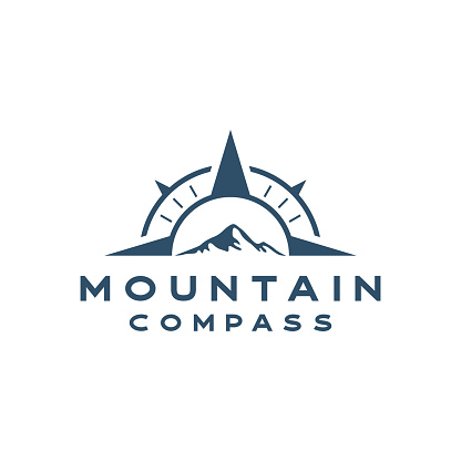 Compass with mountain logo design