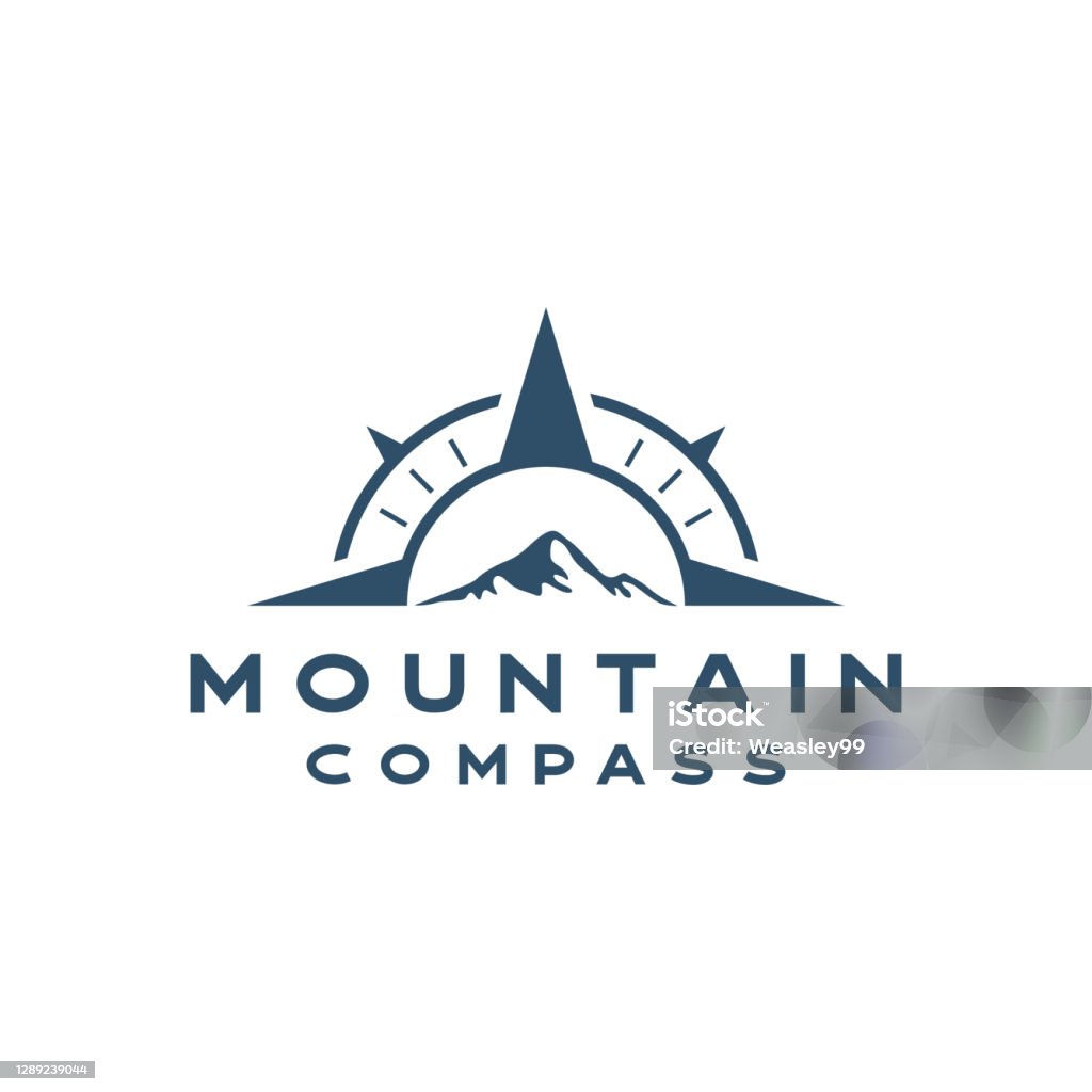 Compass with mountain Vector Logo Template Illustration Design.  Stock illustration Indonesia, Navigational Compass, Mountain, Drawing Compass, Icon, Logo Compass with mountain logo design Logo stock vector