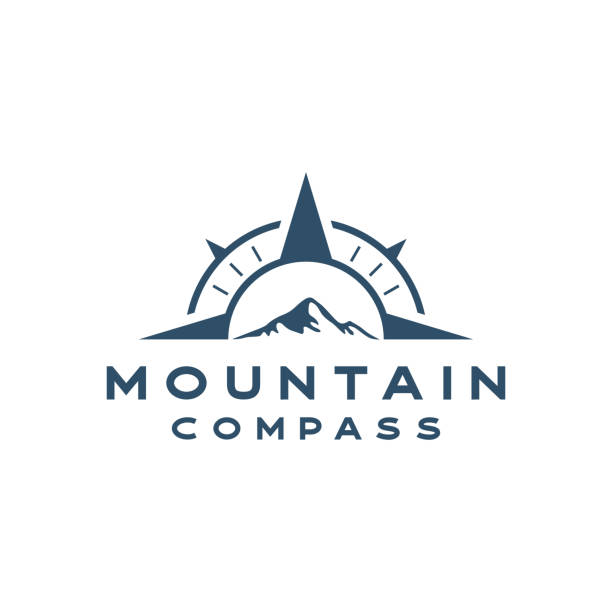 Compass with mountain Vector Logo Template Illustration Design.  Stock illustration Indonesia, Navigational Compass, Mountain, Drawing Compass, Icon, Logo Compass with mountain logo design north stock illustrations